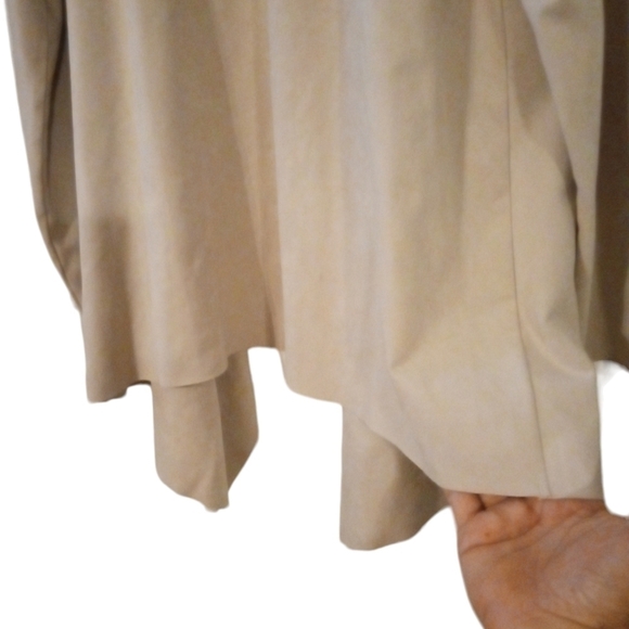 Soft Surroundings Camel Open Cardigan Soft Faux Suede BoHo Hippie Minimalist L - Picture 9 of 10